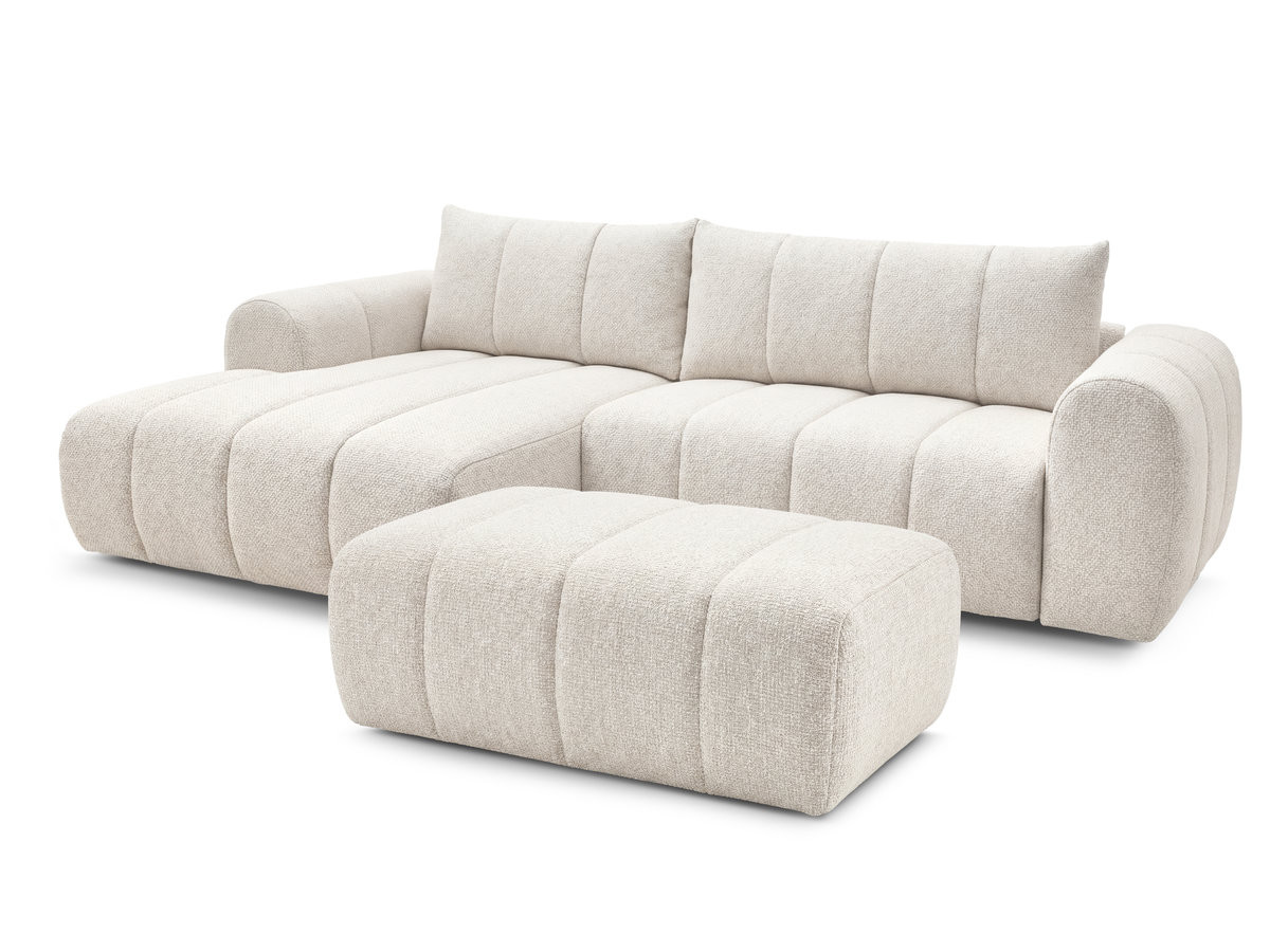 Bobochic Nesty Ecksofa 272 cm mit Pouf Melange-Stoff Beige Ecke links