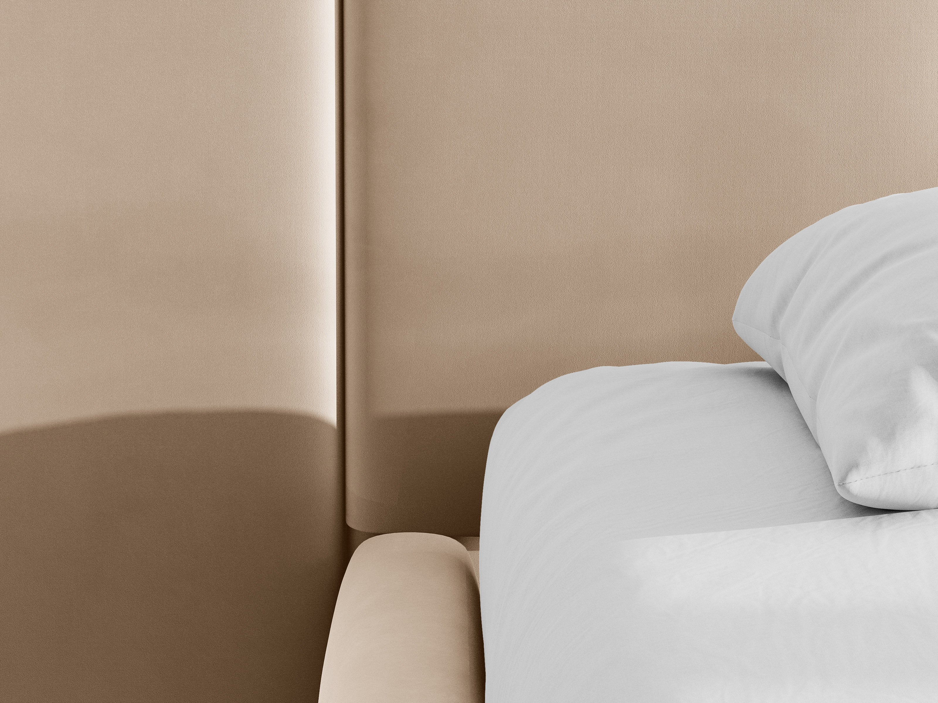 Micadoni Stauraumbett mit Kopfteil Saga Samt Magic Velvet Mandelbeige 180x200
