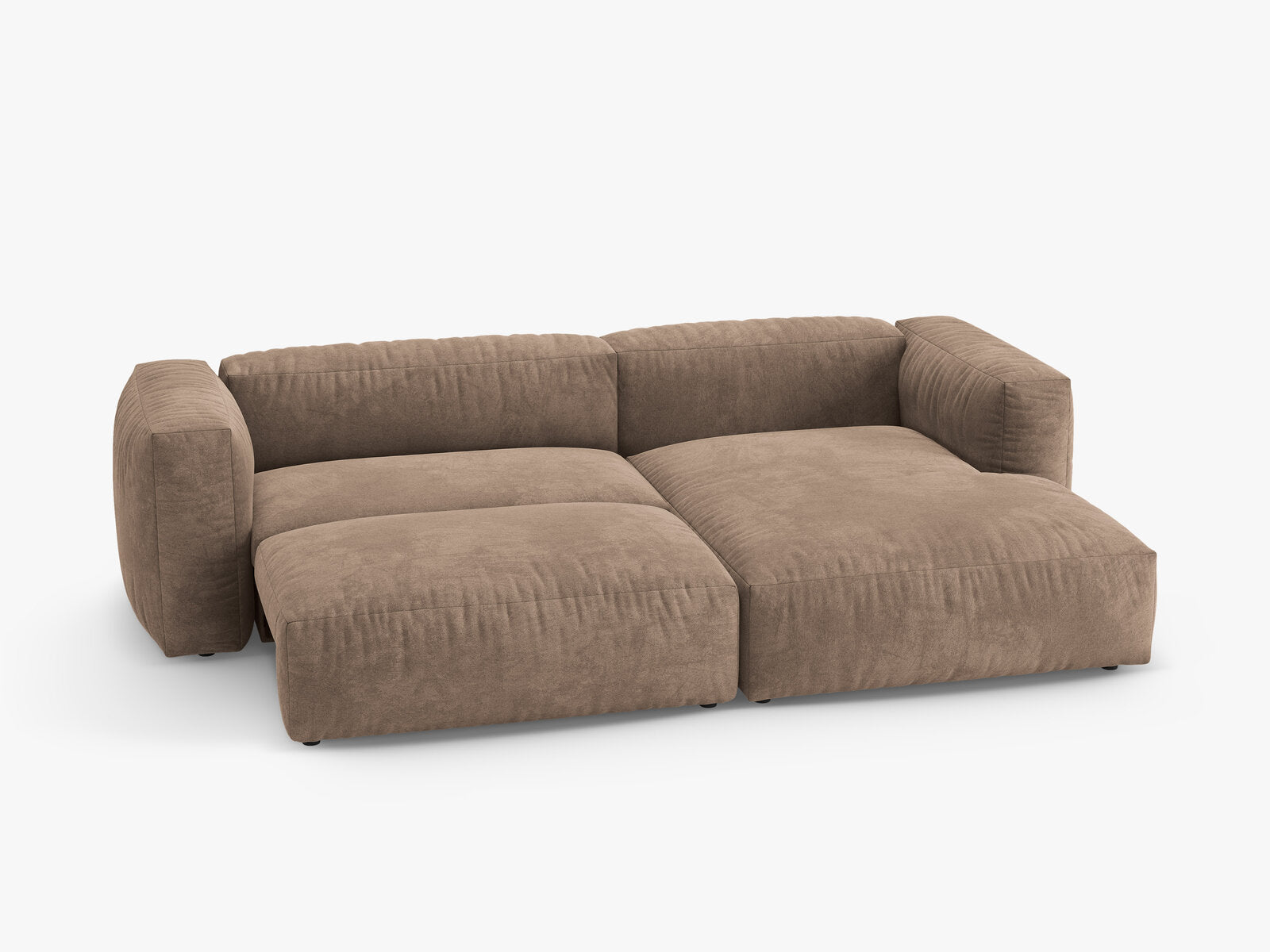 Micadoni Martina Ecksofa 4-Sitzer mit Schlaffunktion Rechts Samt Vogue Dunkelbeige