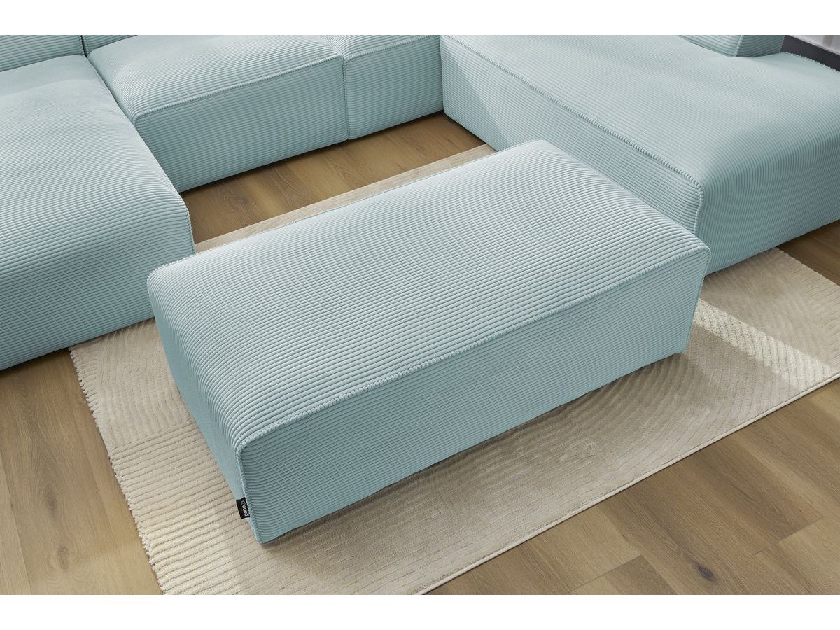 Bobochic Megeve Wohnlandschaft mit Pouf Cordsamt Hellblau Ecke links