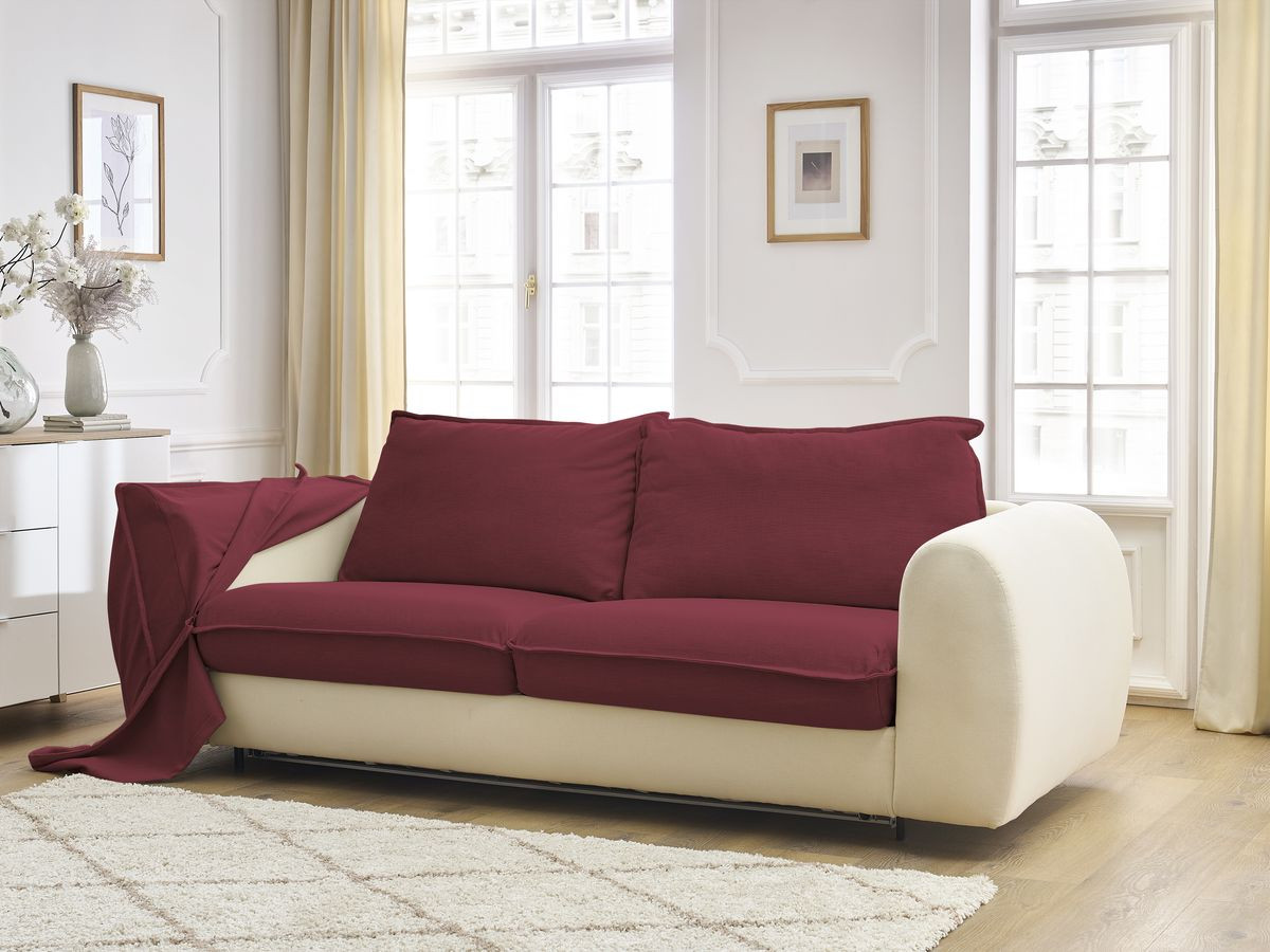 Bobochic Archimede Schlafsofa 3-Sitzer Stoff Rot, Liegefläche 160 × 194 cm