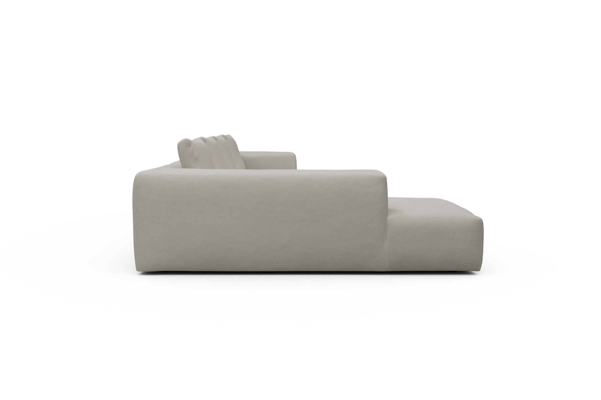 Wohnlandschaft Fred Relax-Ecke links mit 2-Sitzer und Chaiselongue rechts Strukturierter Stoff Denari 487-Clean-Beige