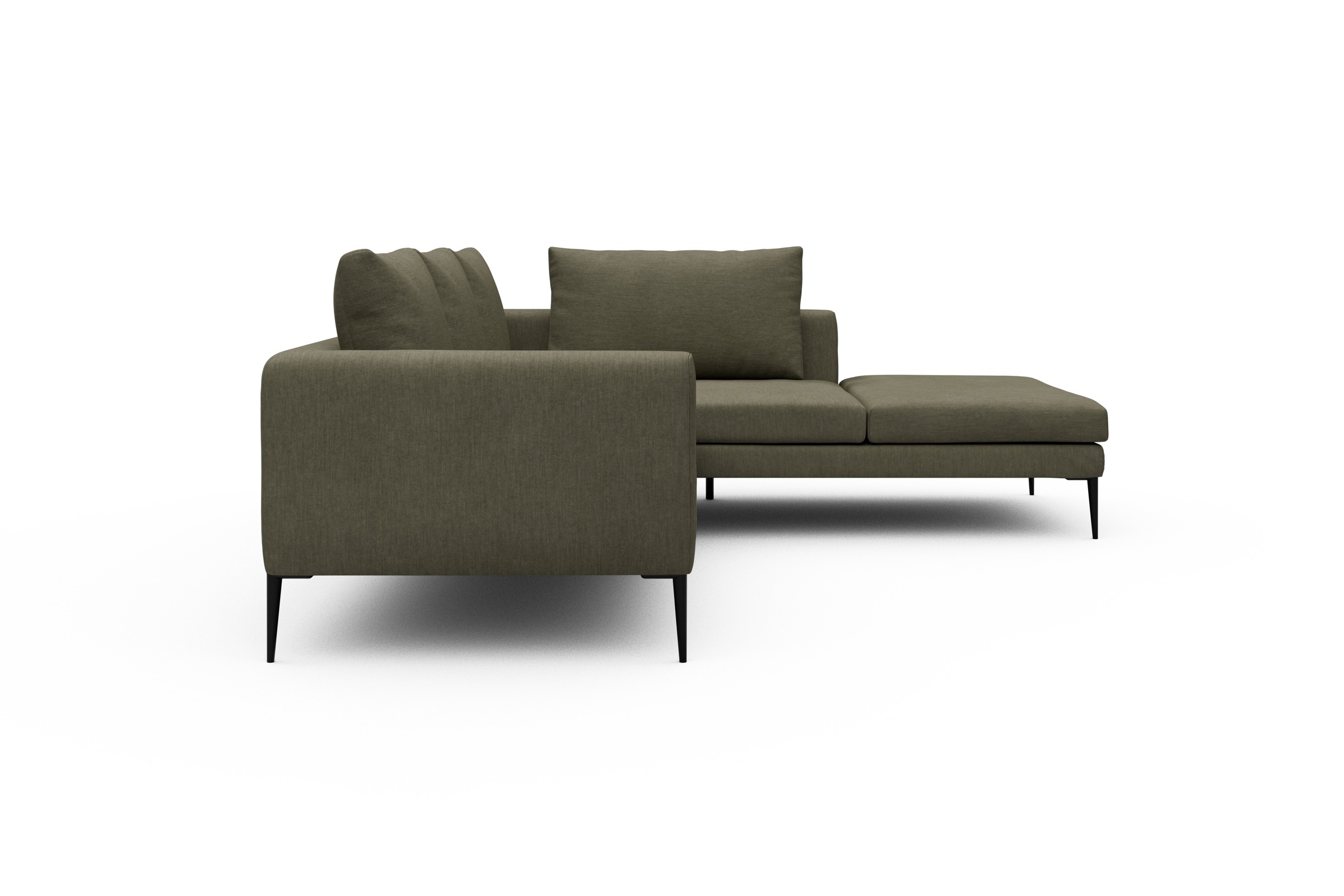 Ecksofa Paul Relax-Ecke rechts mit 2-Sitzer Vivus-Dusty-Olive