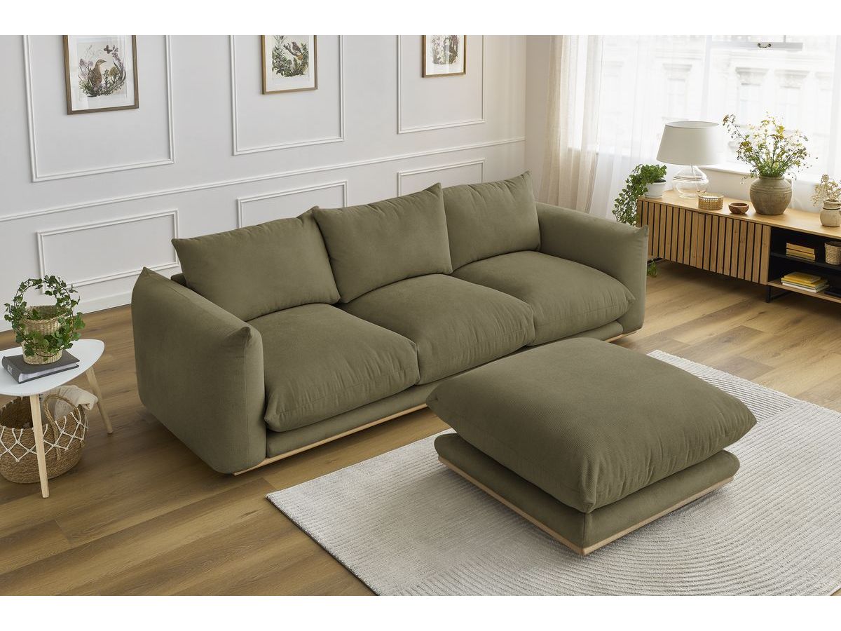 Bobochic Ernest Sofa 4-Sitzer mit Pouf Stoff Grün
