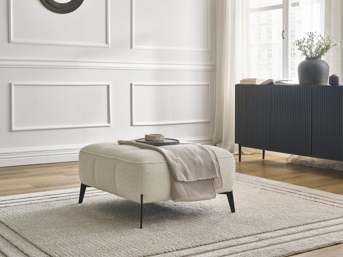 Bobochic Anis Pouf Bouclé-Stoff Beige