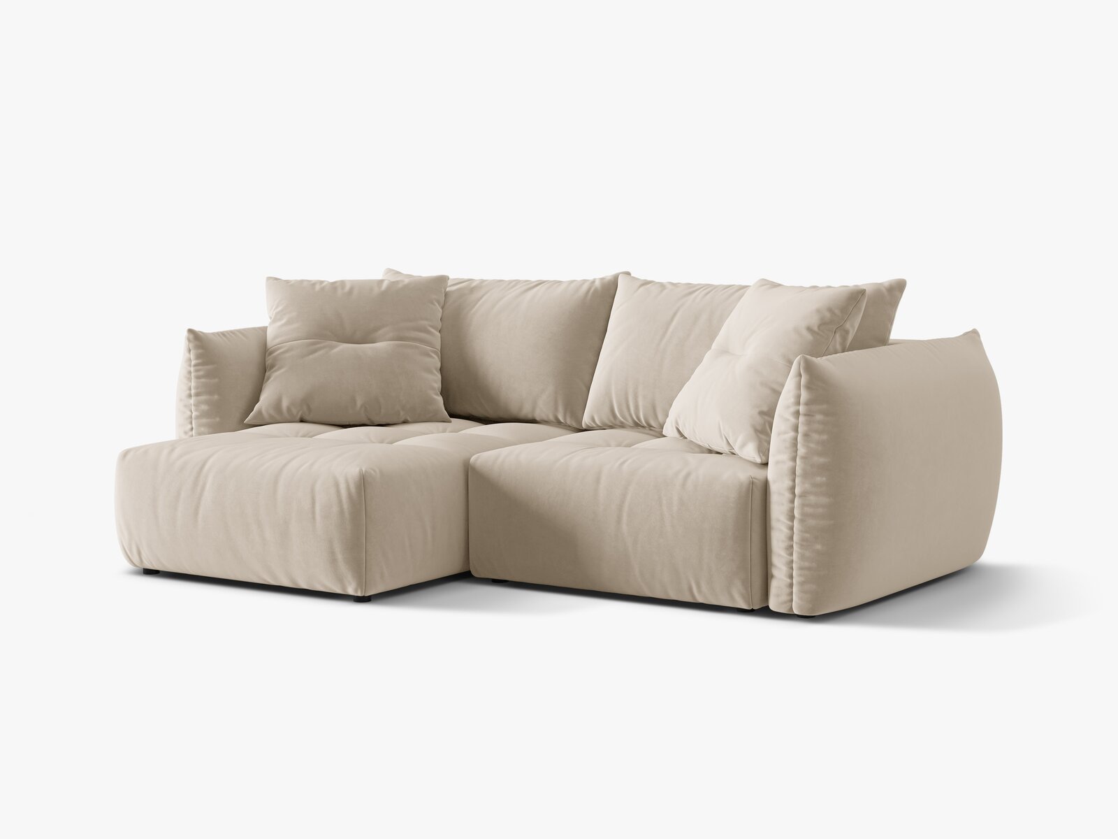 Micadoni Bloom Ecksofa 3-Sitzer mit Schlaffunktion Links Samt Casino Sand