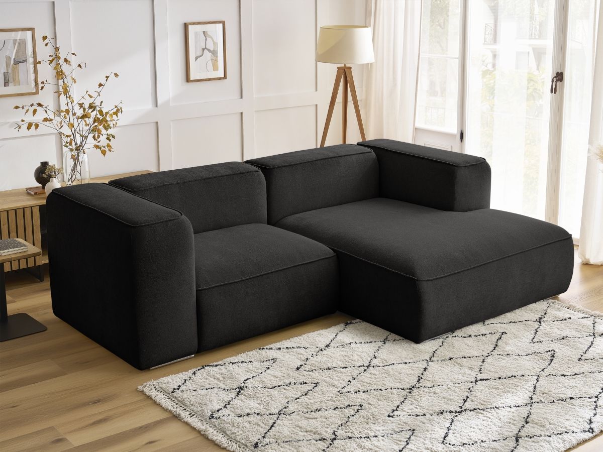Bobochic Zephyr Ecksofa 260 × 165 cm Strukturstoff Schwarz Ecke rechts