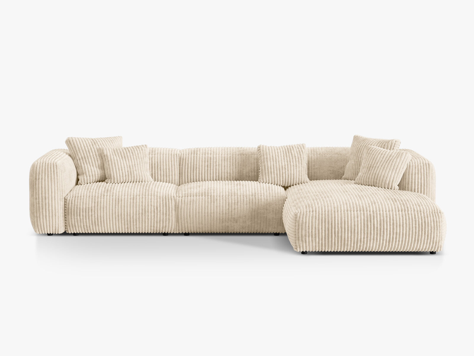 Micadoni Ecksofa Martina 3-Sitzer Rechts Kord Tilia Helles Beige
