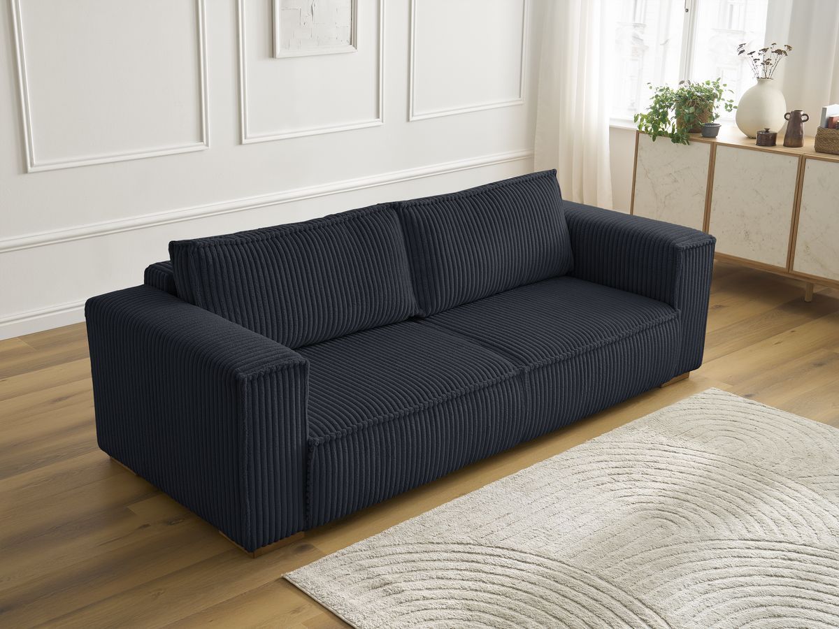 Bobochic Chelsea Sofa 3-Sitzer Breitcord weich Schwarz