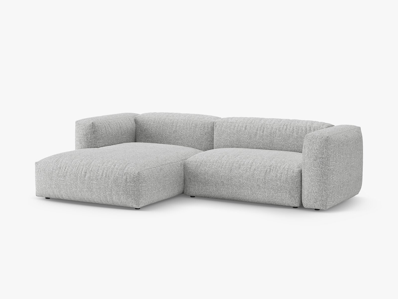 Micadoni Martina Ecksofa 4-Sitzer mit Schlaffunktion Links Boucle Monet Silber