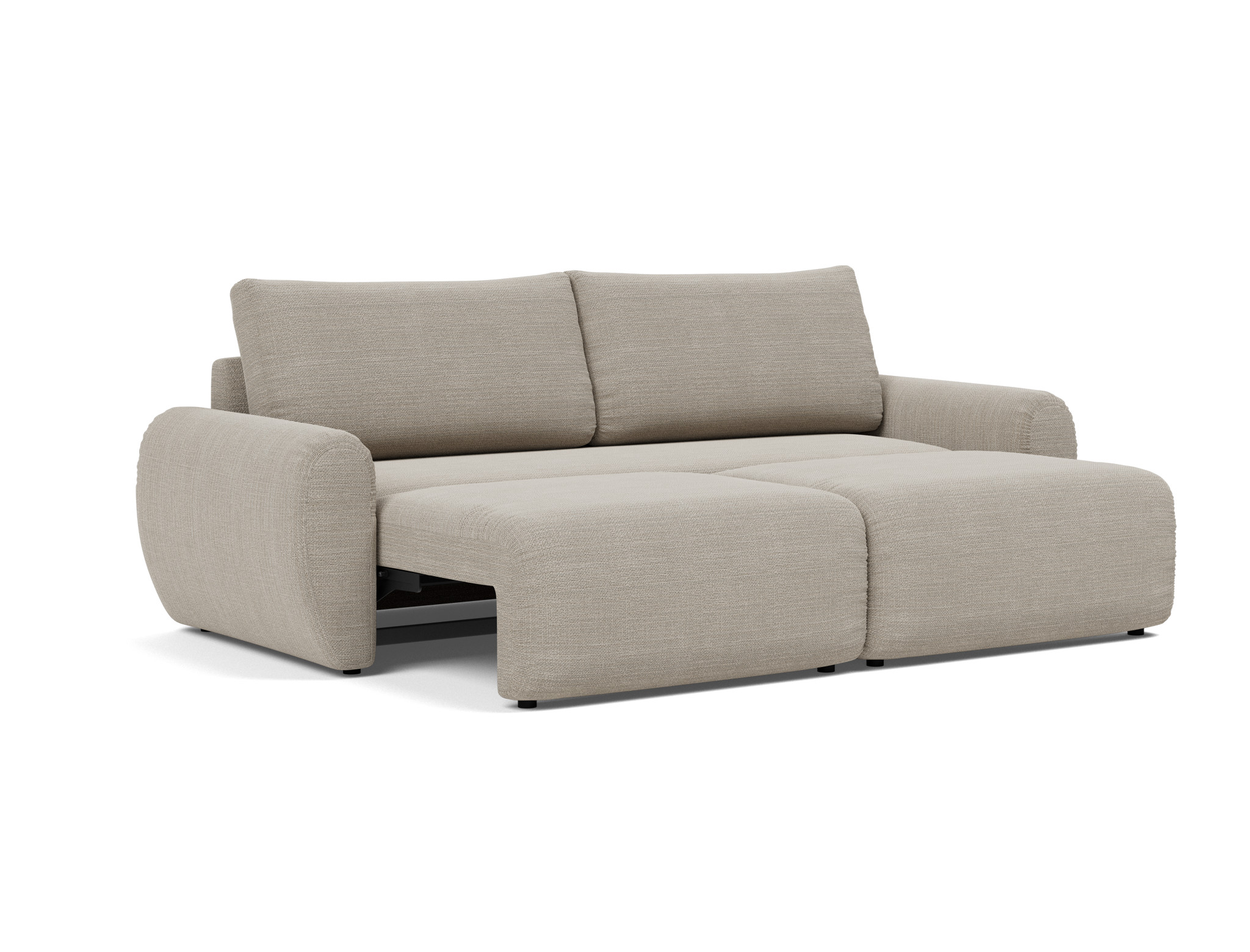 Schlafsofa Norum mit Curve-Armlehnen Strukturierter Stoff Kenya 579-Gravel