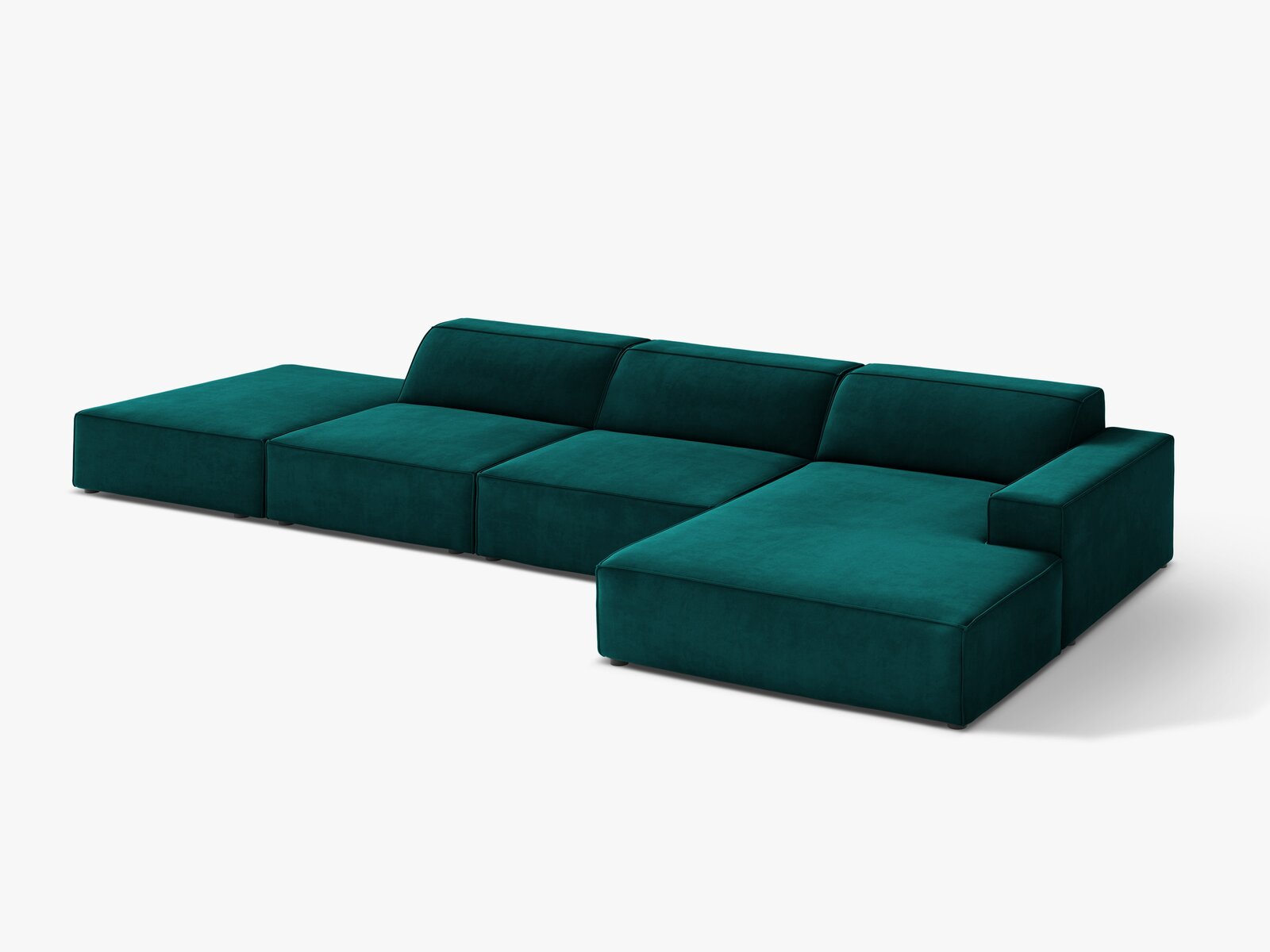 Micadoni Ecksofa Jodie 5-Sitzer Samt Venus Dunkel Petrol Rechts