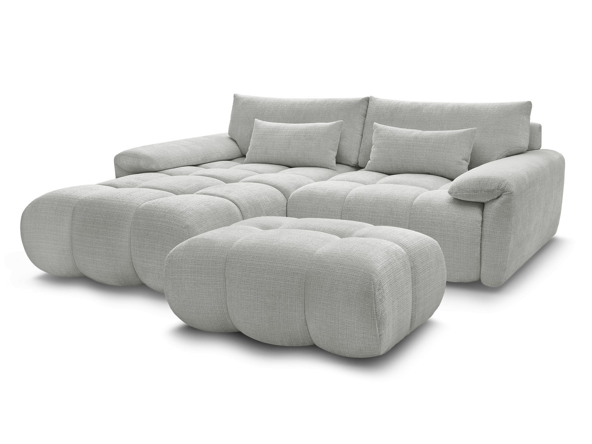 Bobochic Ivane Ecksofa mit Pouf Strukturstoff Hellgrau Ecke links