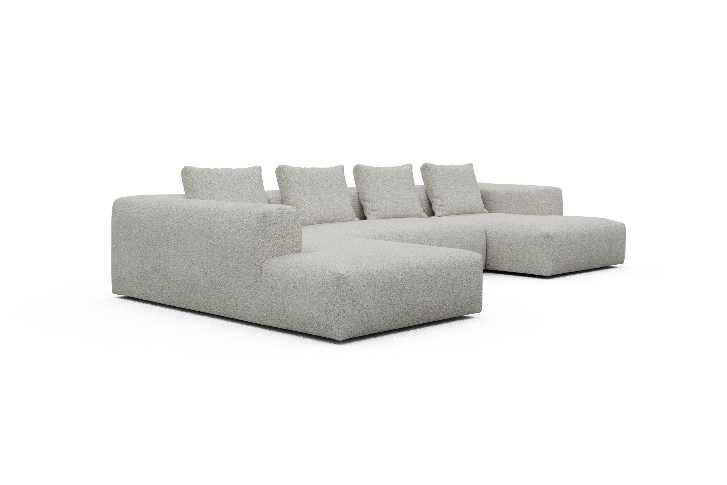 Wohnlandschaft Fred Relax-Ecke links mit 2-Sitzer und Chaiselongue rechts Vanora-Warm-Sand