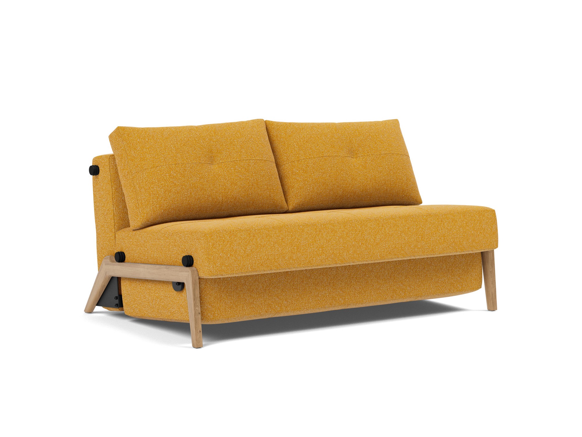 Schlafsofa Cubed 140 Boucle Skandi 536-Ochre Beine Eiche