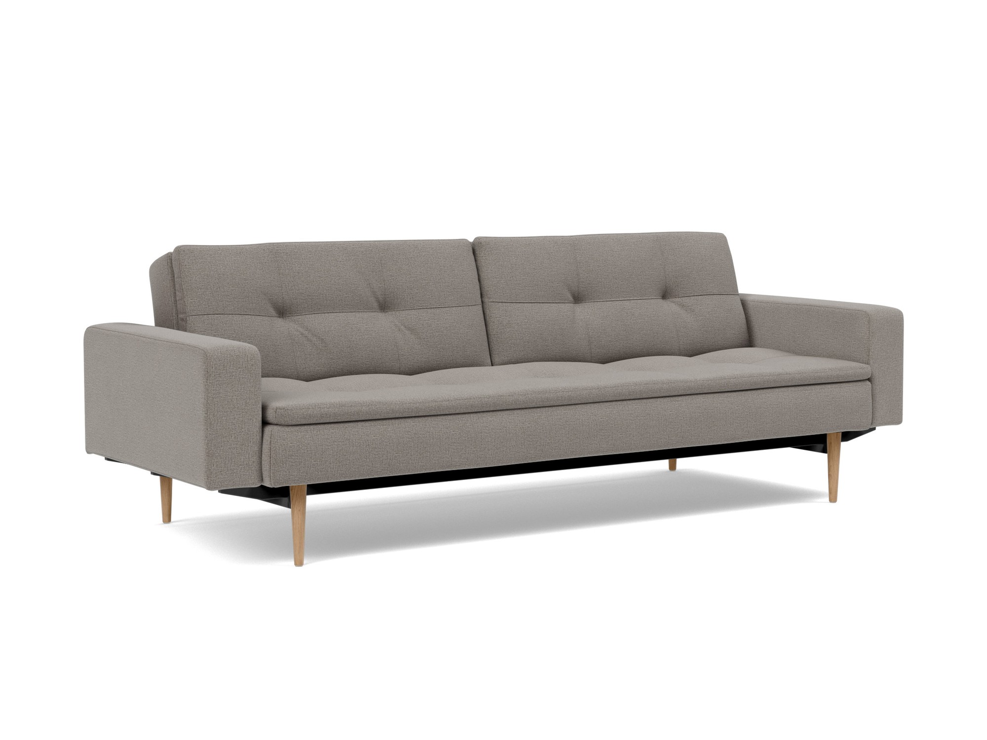 Schlafsofa Dublexo mit Armlehnen Flachgewebe Mixed Dance 521-Grey Beine Styletto Eiche hell