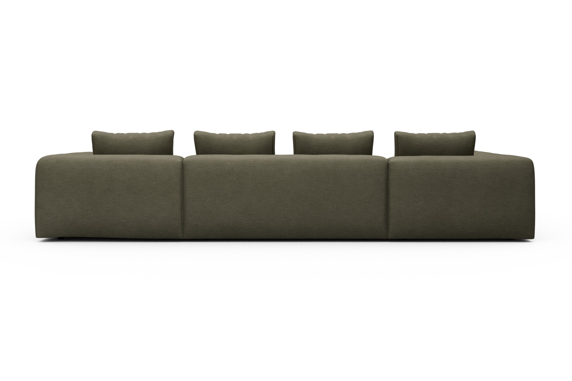 Wohnlandschaft Fred Relax-Ecke links mit 2-Sitzer und Chaiselongue rechts Vivus-Dusty-Olive