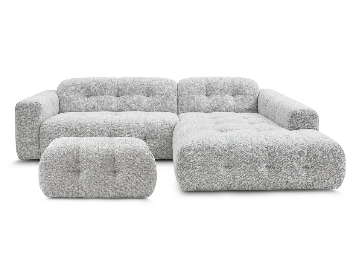 Bobochic Laura Ecksofa mit kleinem Pouf Melange-Stoff Hellgrau Ecke rechts