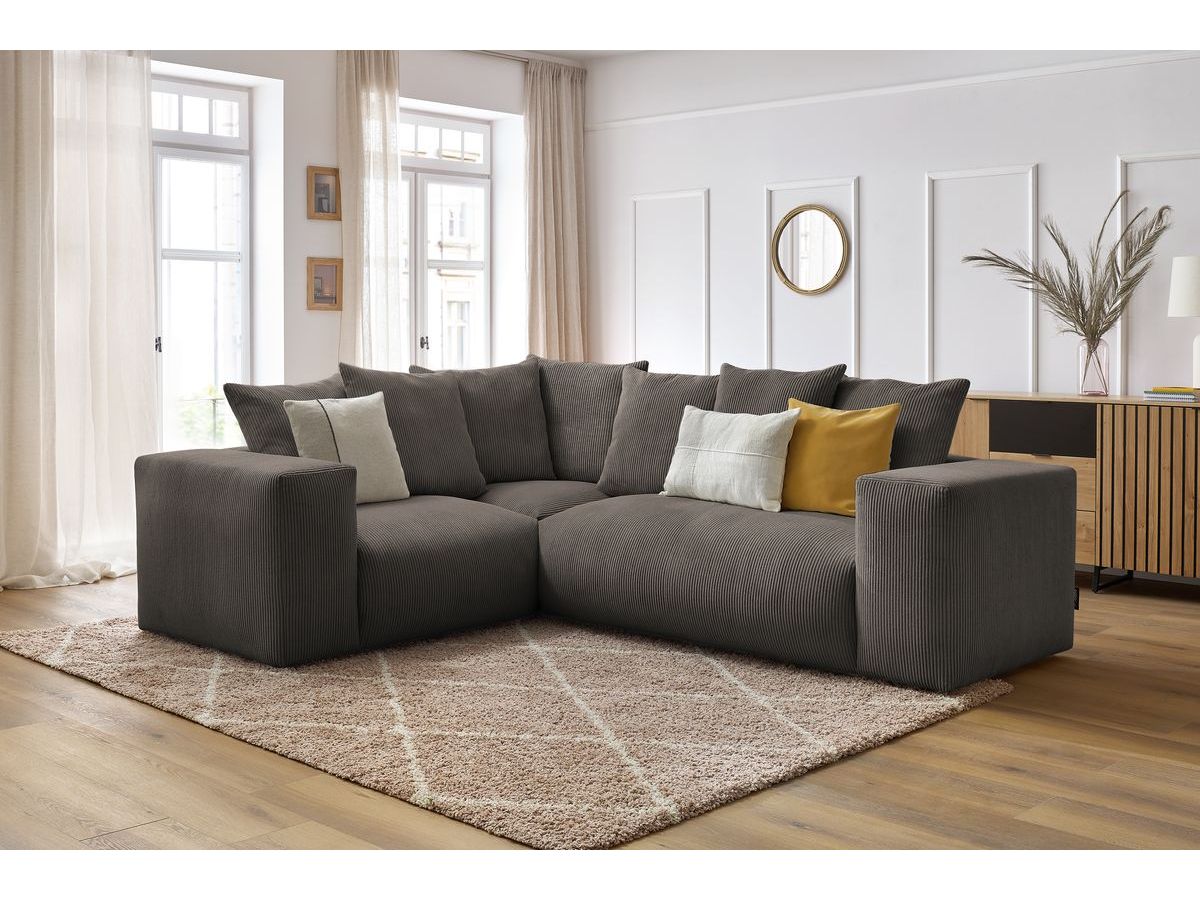 Bobochic Voltaire Ecksofa 268 × 214 cm Cordsamt Taupe Ecke links