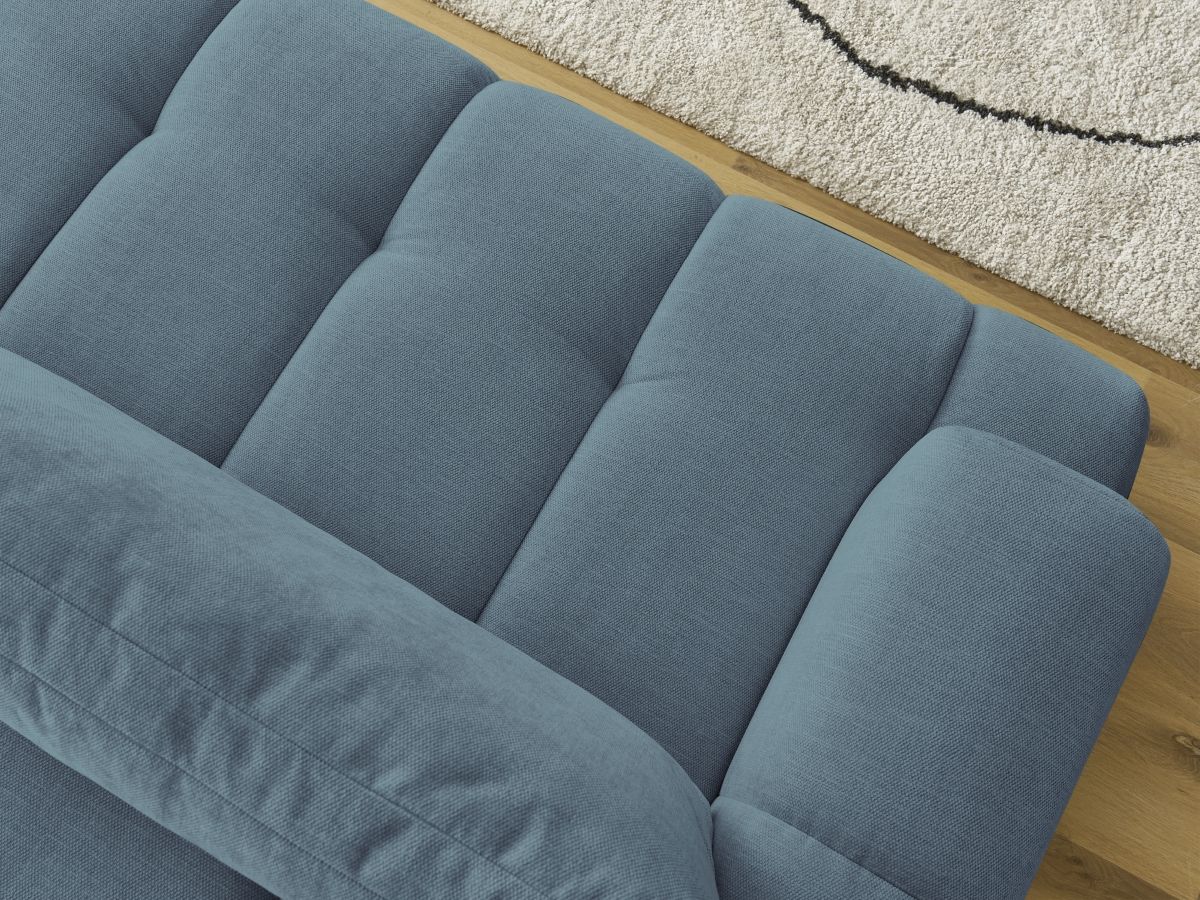 Bobochic Fuji Schlafsofa 3-Sitzer mit Bettkasten Stoff Hellblau