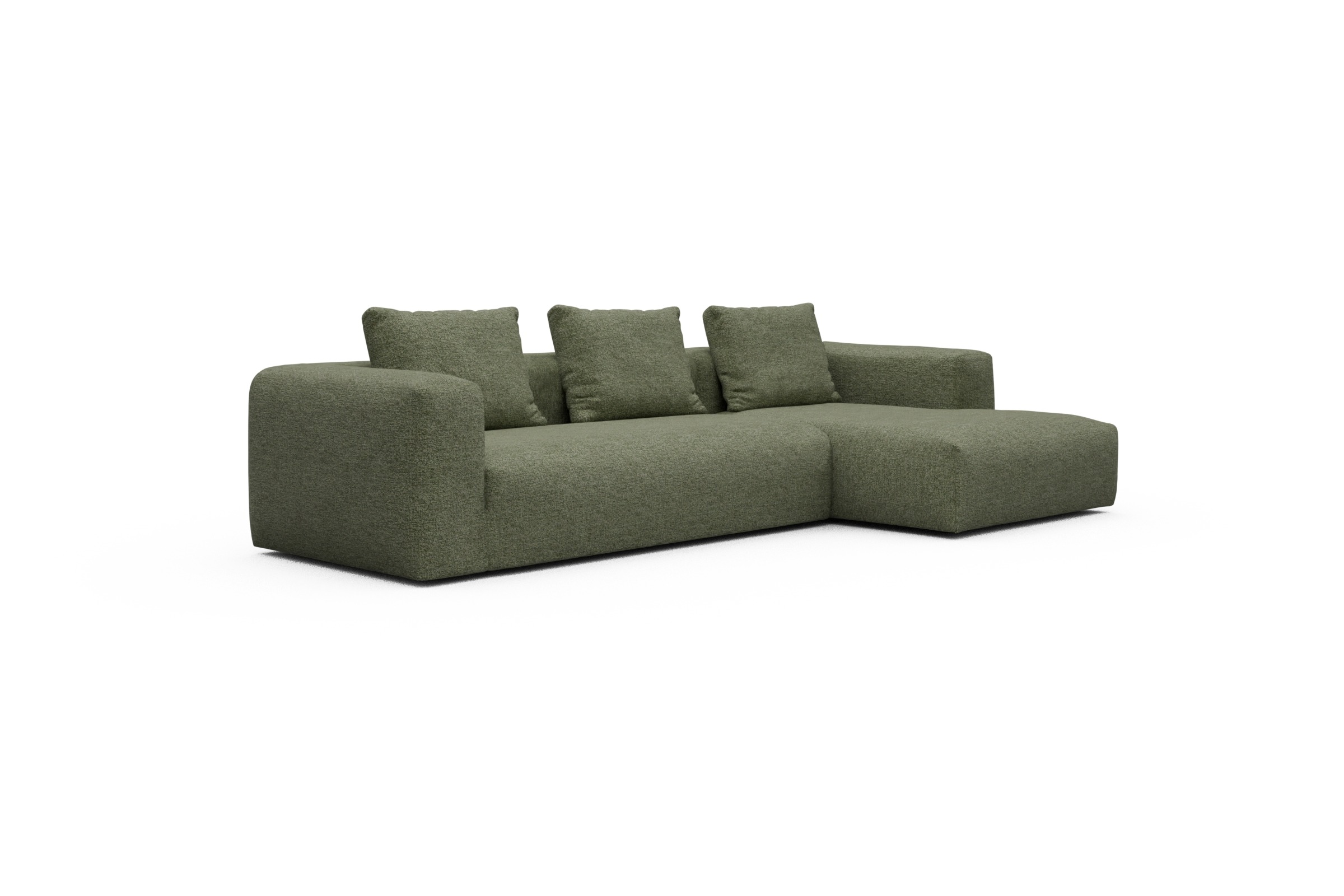Ecksofa Fred Chaiselongue rechts mit 2,5-Sitzer Carreno-Vivid-Green