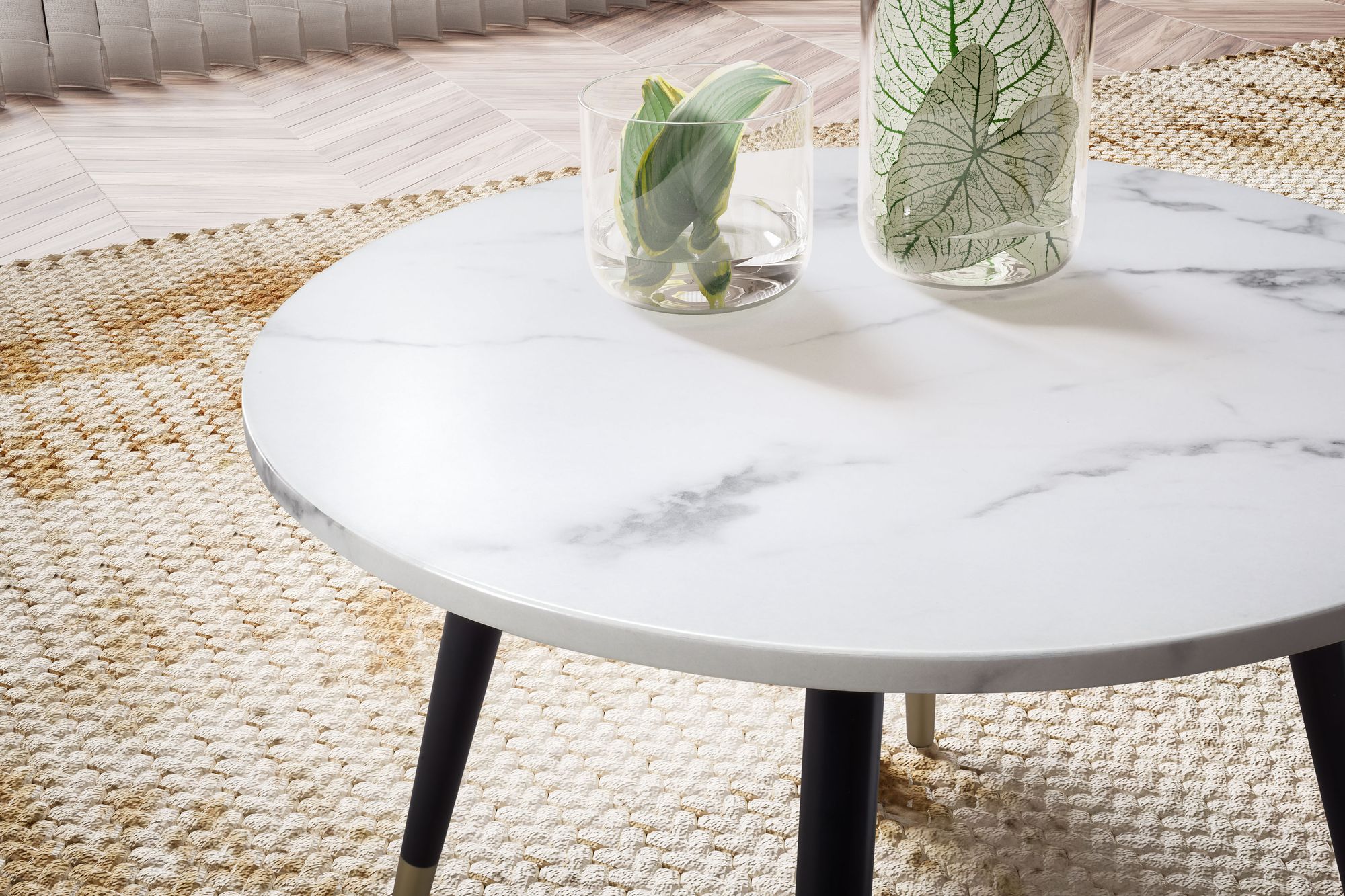 Couchtisch Ringstad Marmoroptik Weiß Ø 60 × H 41 cm