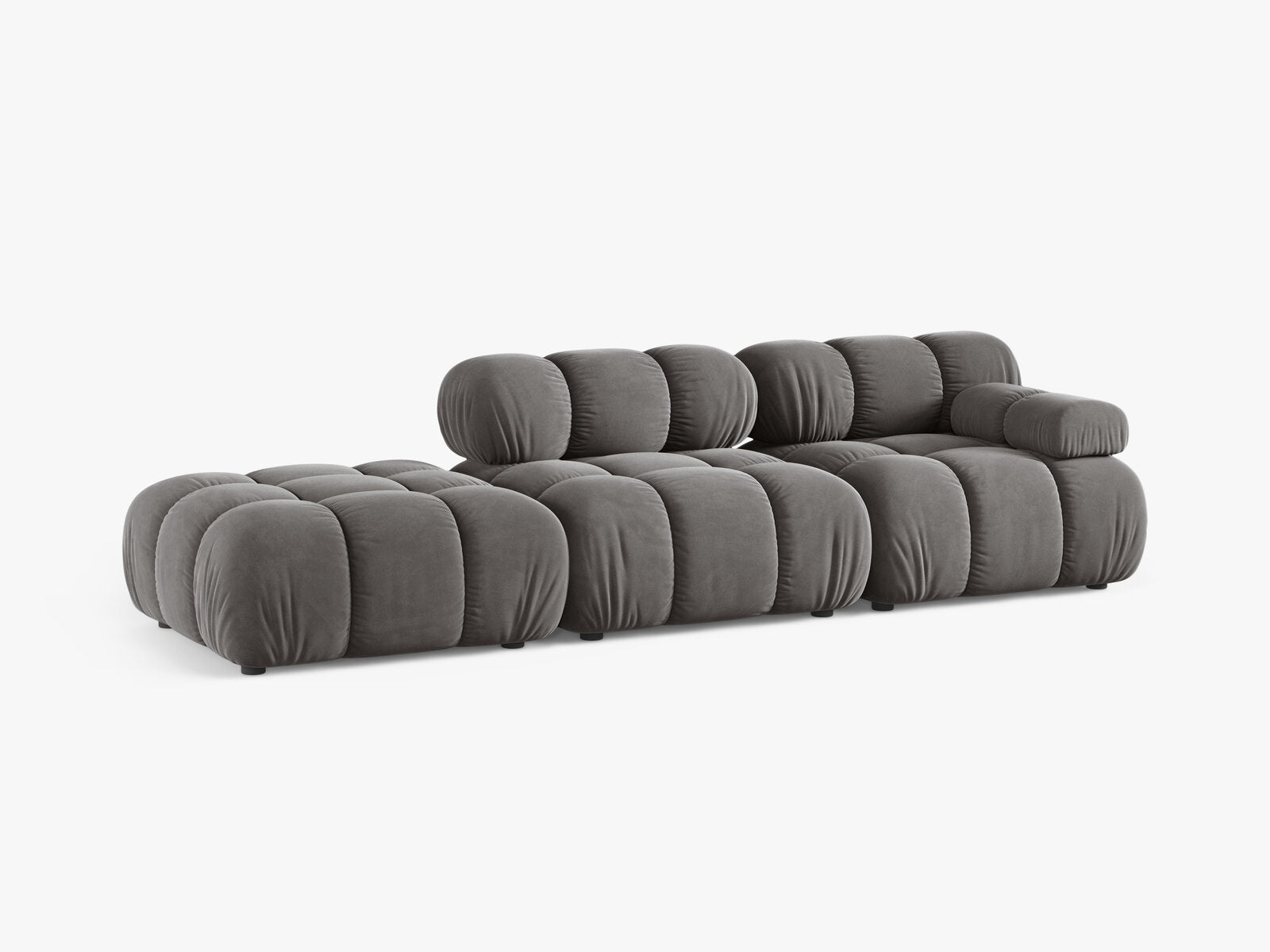 Micadoni Modulares Sofa Bellis 4-Sitzer Links Samt Bluvel Hellgrau