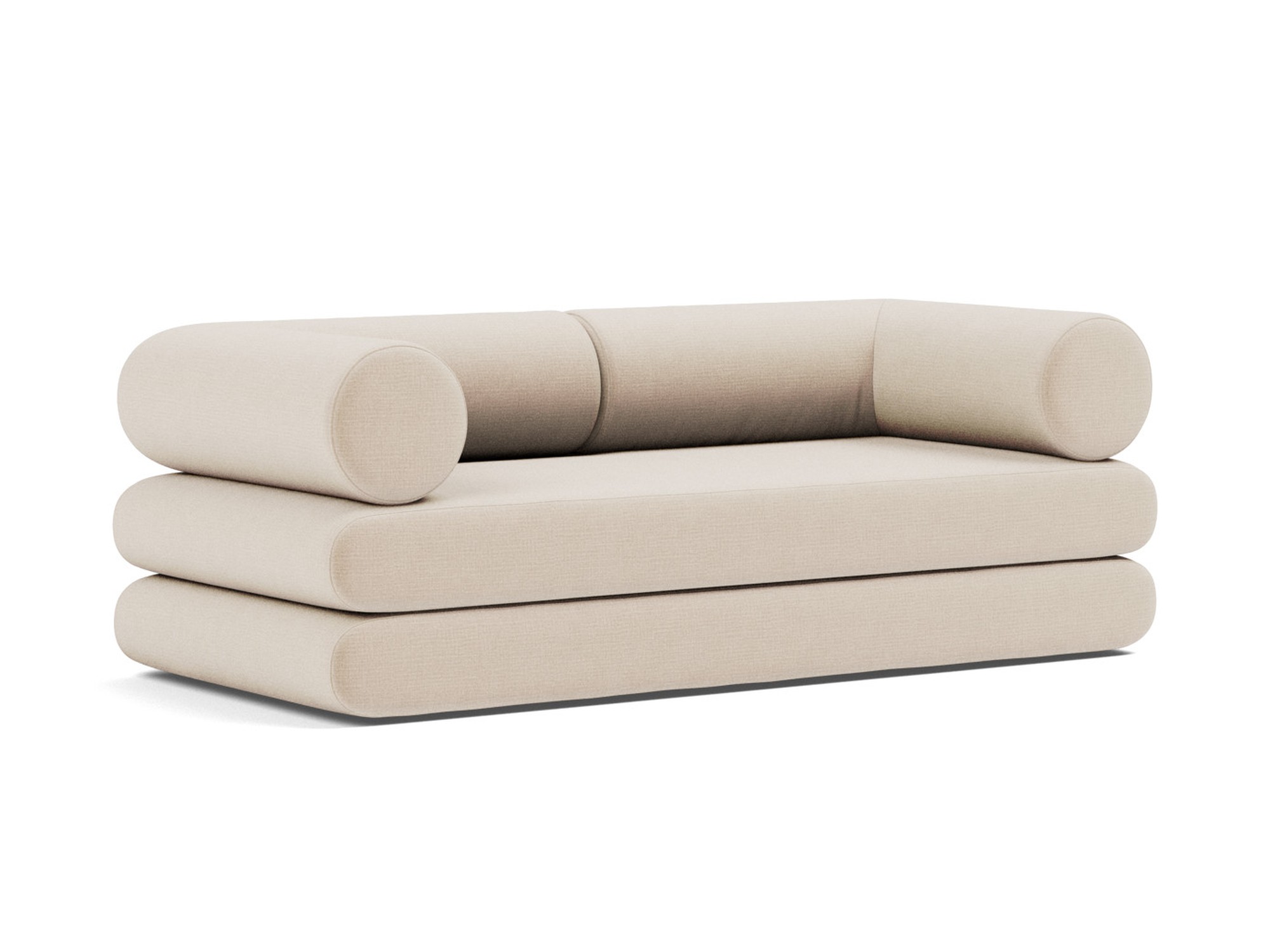 Tagesbett Circlus mit L-förmigen Armlehnen Chenille Esina 410-Almond-Beige