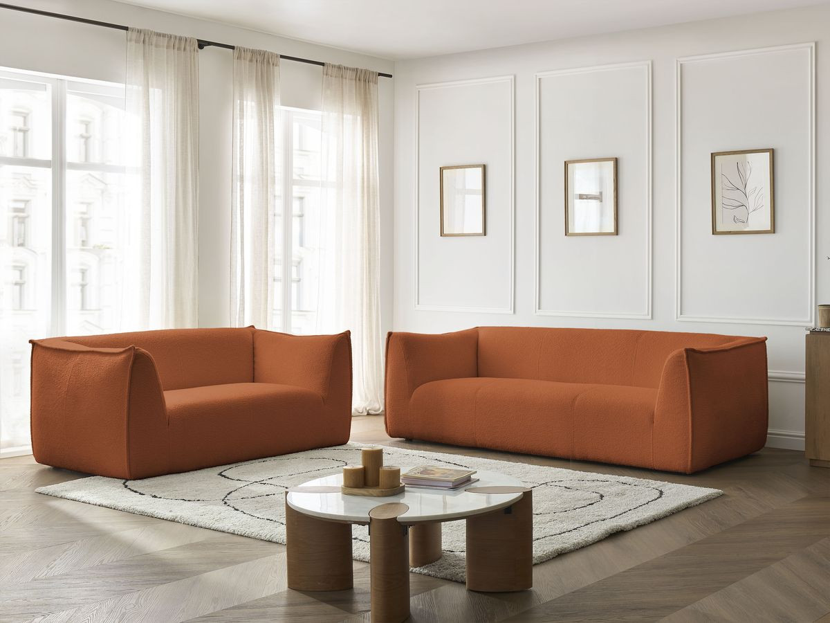 Bobochic Giorgia Sofa 5-Sitzer 412 × 100 cm Bouclé-Stoff Orange