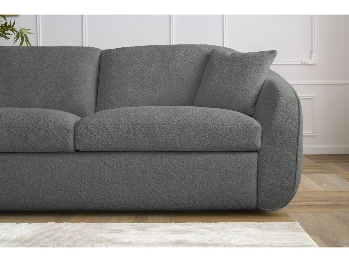 Bobochic Cezanne Schlafsofa 3-Sitzer Bouclé-Stoff Dunkelgrau, Liegefläche 140 × 194 cm