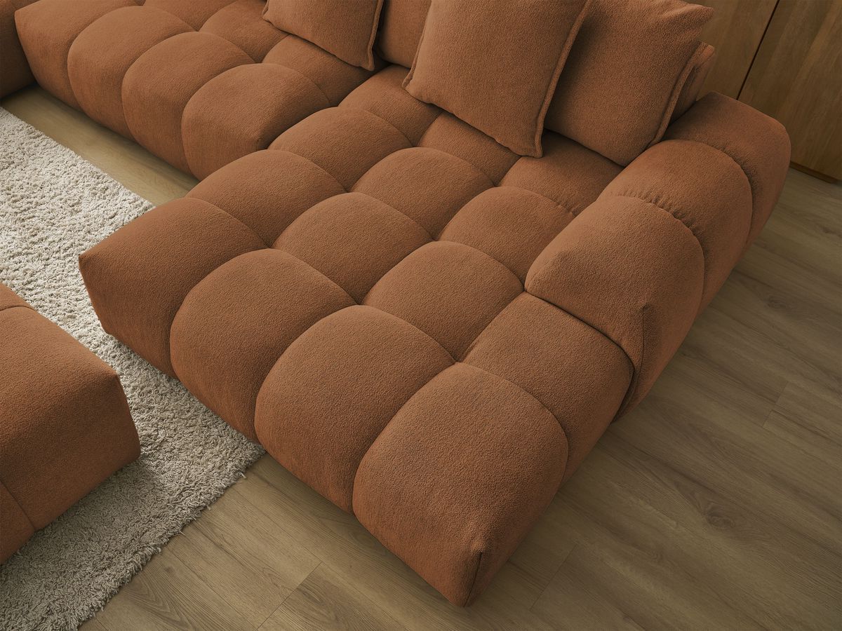 Bobochic Everest Wohnlandschaft mit Pouf, 14 Kissen Melange-Stoff Orange Ecke rechts