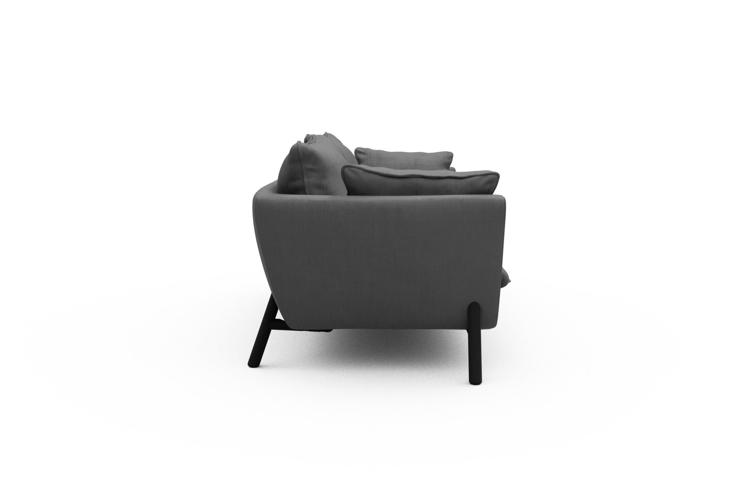 Sofa Emil PREMIUM 3-Sitzer Beinfarbe Eiche Schwarz Cordufine-Grey
