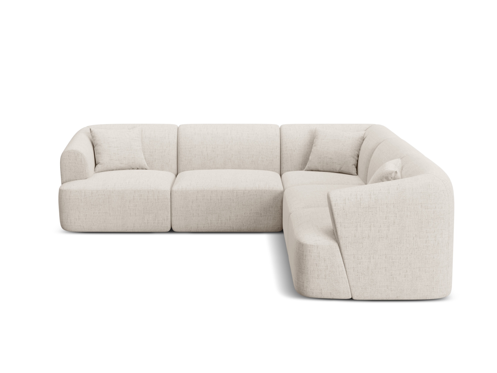 Cosmopolitan Design Symmetrisches Ecksofa Campi 6-Sitzer Strukturierter Stoff Moly Helles Beige