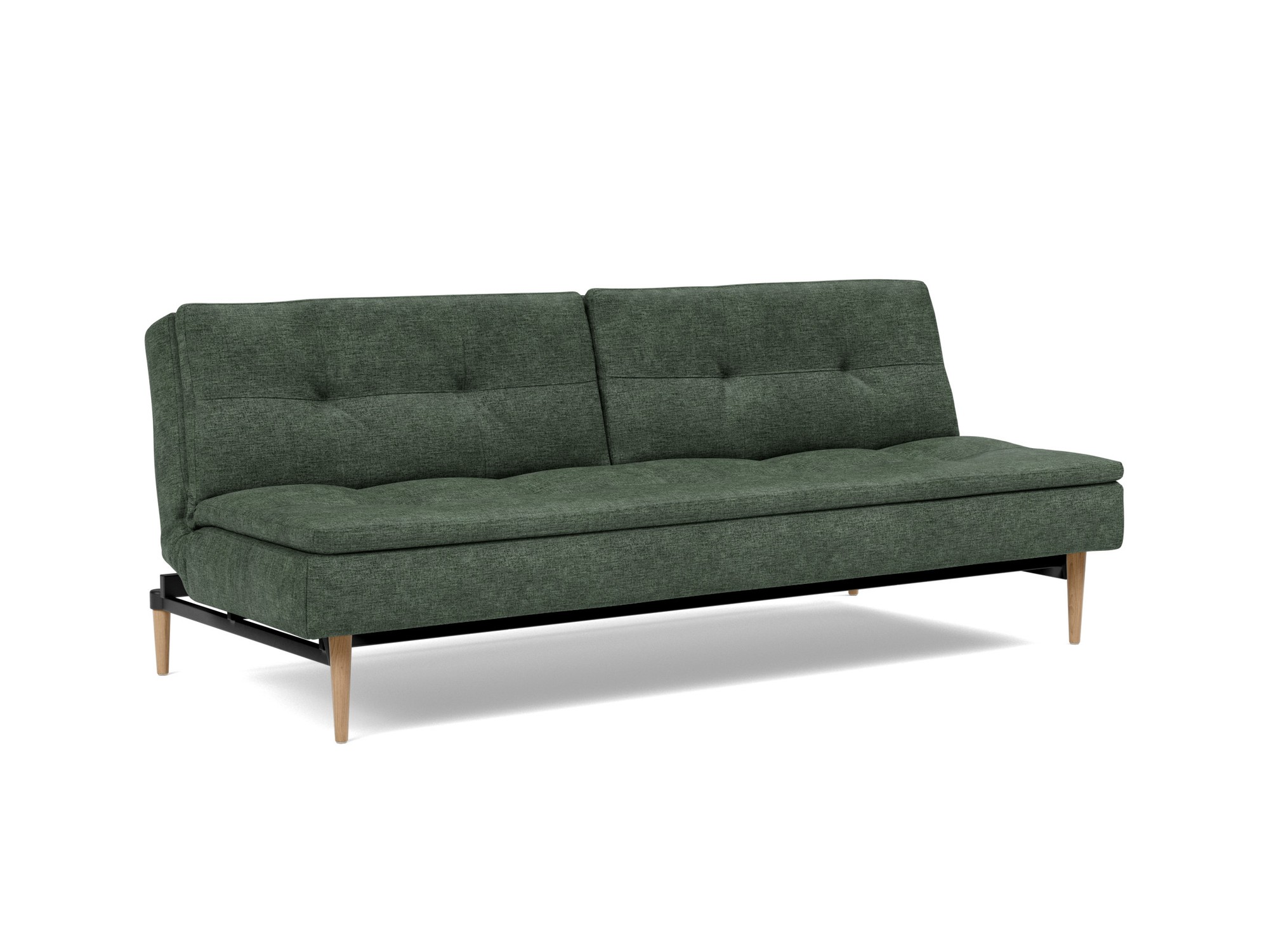 Schlafsofa Dublexo Flachgewebe Avella 281-Pine-Green Beine Styletto Eiche hell