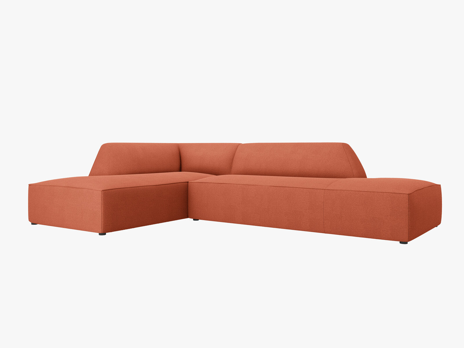 Micadoni Ecksofa Ruby 4-Sitzer Links Strukturierter Stoff Koralle