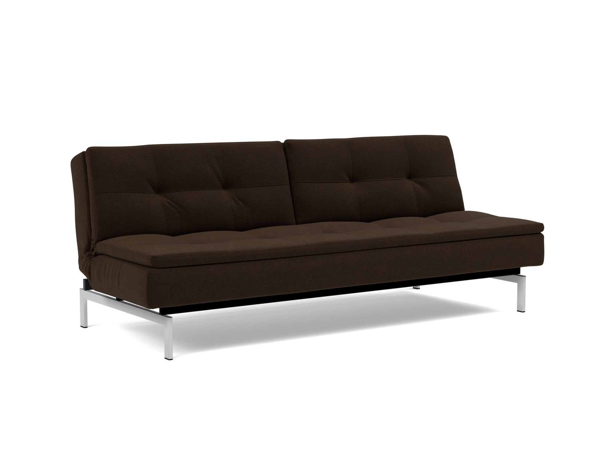 Schlafsofa Dublexo Strukturierter Stoff Taura 358-Chocco Beine Chrom