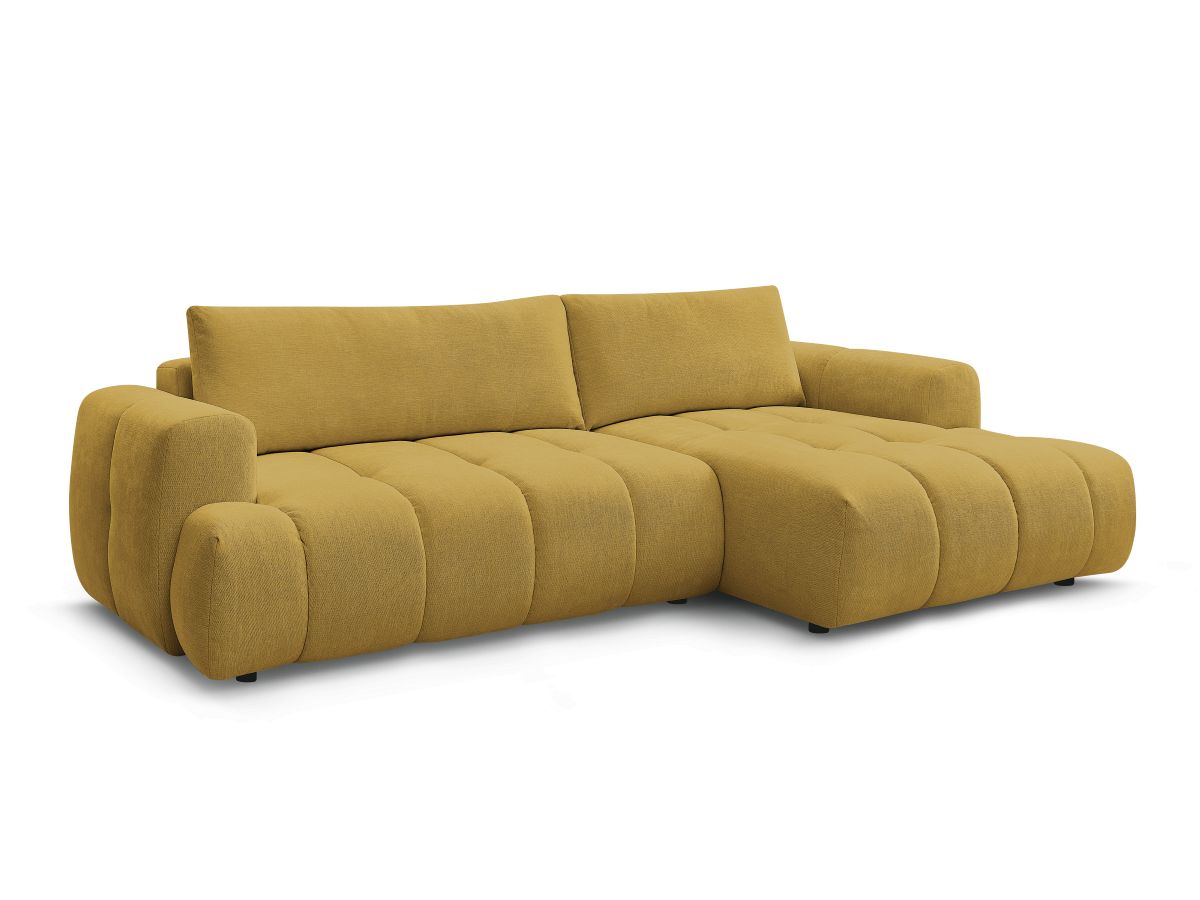 Bobochic Fuji Ecksofa mit Schlaffunktion und Bettkasten 292 × 160 cm Stoff Gelb Ecke rechts