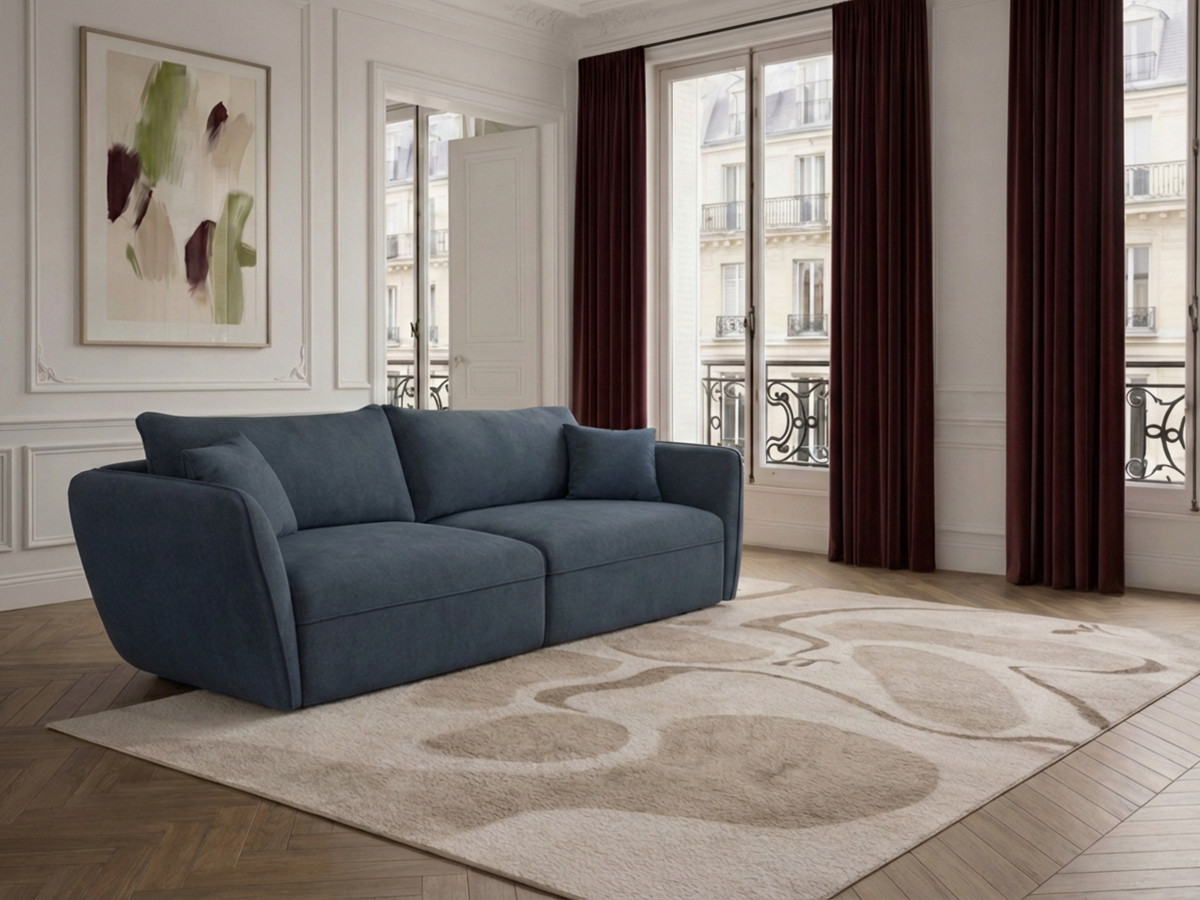 Bobochic Luigi Sofa 3-Sitzer Strukturstoff Blau