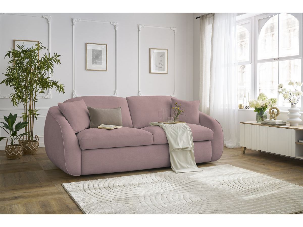 Bobochic Cezanne Schlafsofa 3-Sitzer Stoff Rosa, Liegefläche 160 × 194 cm