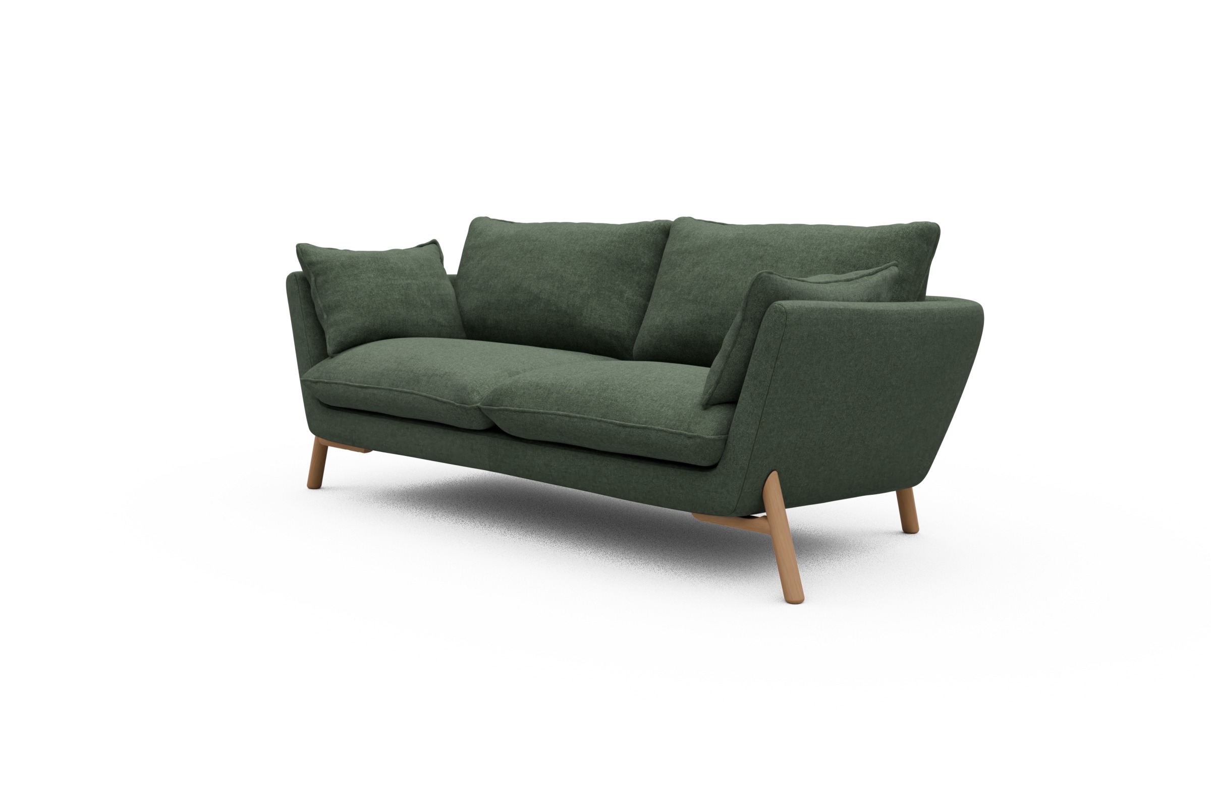 Sofa Emil 2-Sitzer Beinfarbe Eiche Natur Casone-Forest-Green