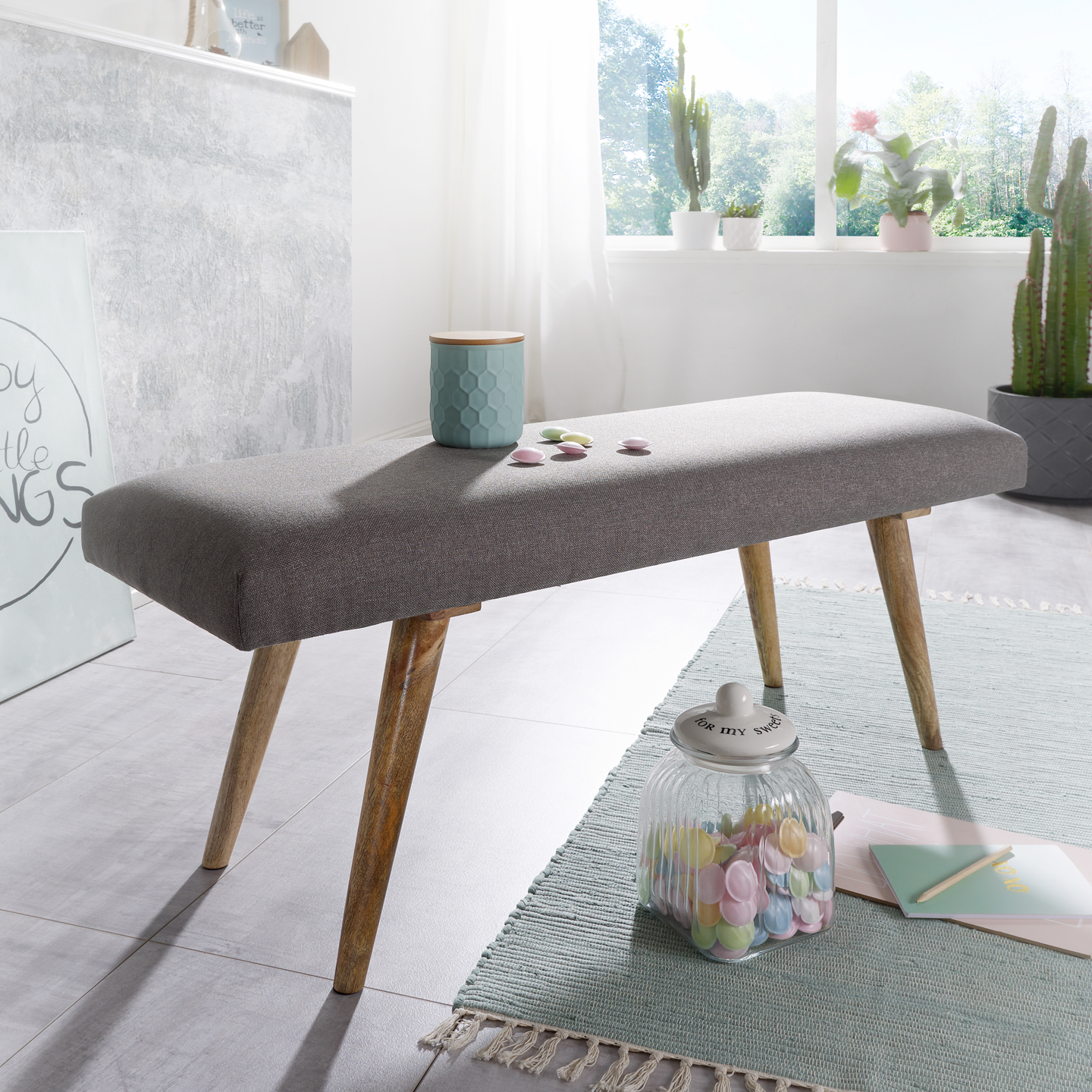 Sitzbank Fanoe Stoff Grau 117 × 38 × 51 cm