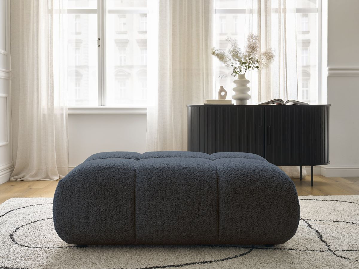 Bobochic Alya Pouf Bouclé-Stoff Dunkelblau