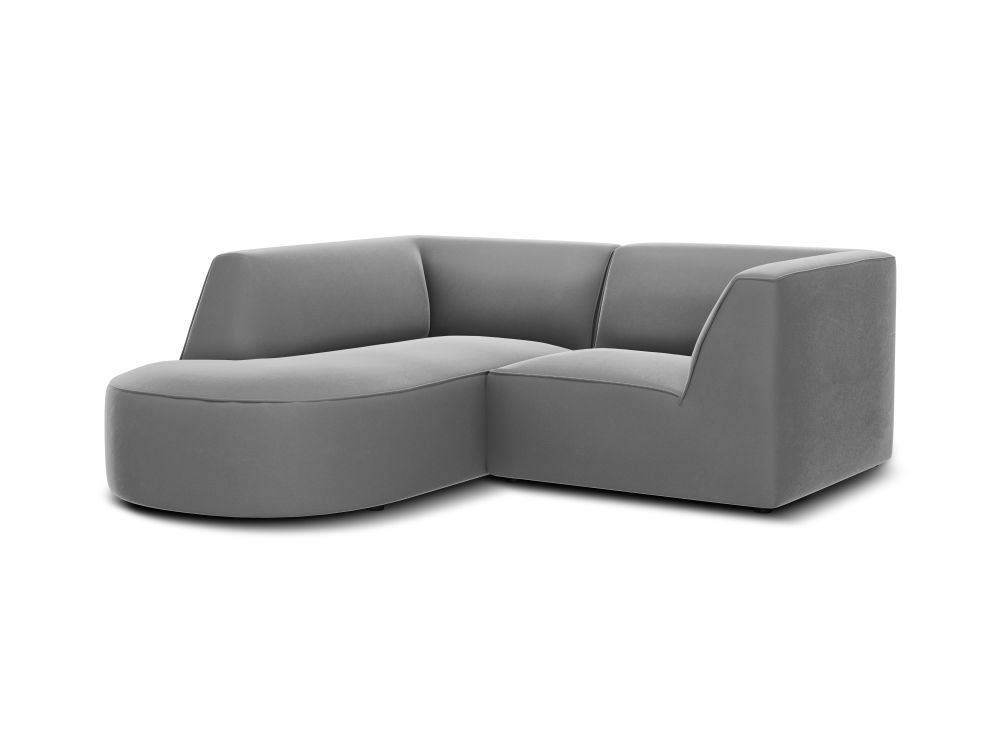 Cosmopolitan Design Ecksofa Siena 3-Sitzer abgerundet Samt Salvador Grau Links