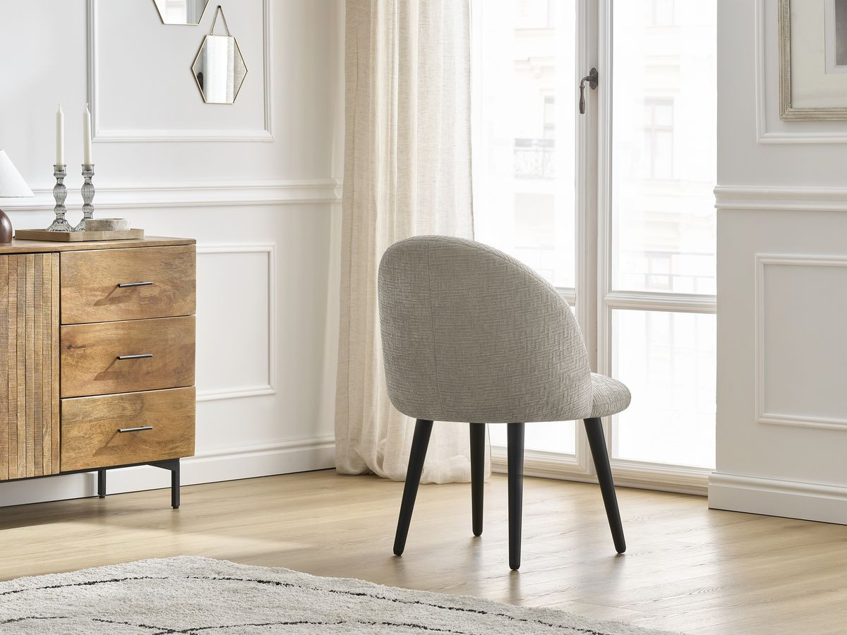 Bobochic Lalie Esszimmerstuhl 2er-Set mit skandinavischen Beinen, schwarz Strukturstoff Beige/Grün