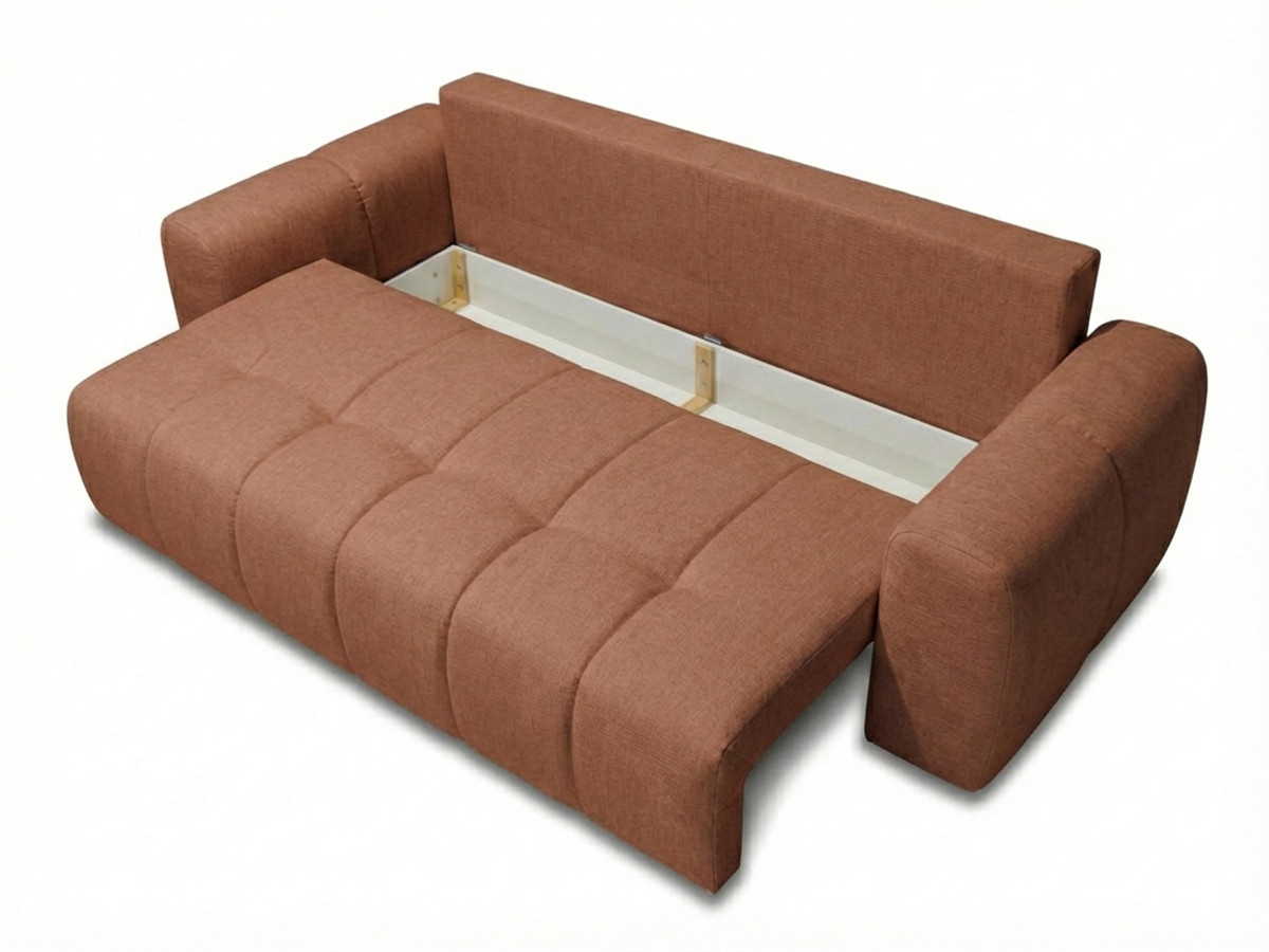 Bobochic Roxelane Schlafsofa 3-Sitzer mit Bettkasten Melange-Stoff Orange