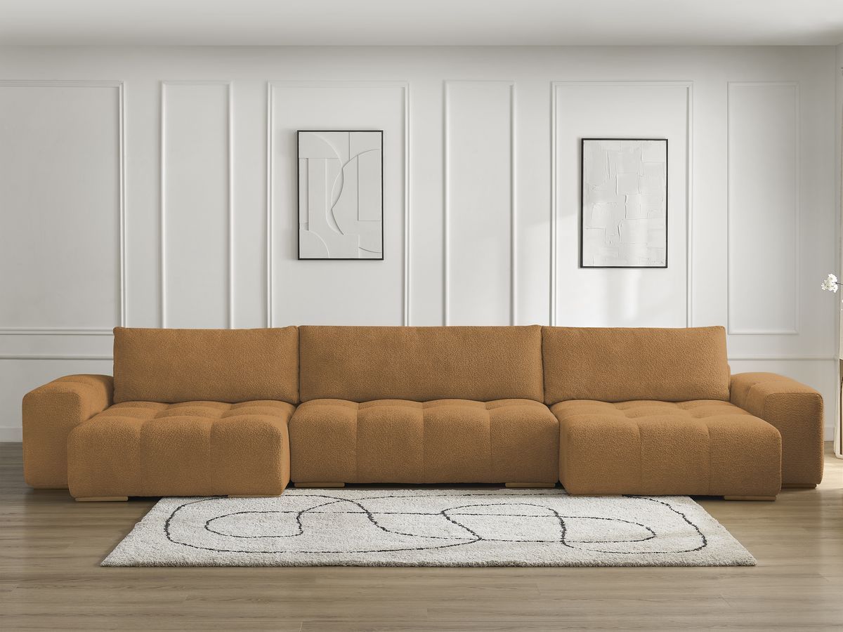 Bobochic Anakin Wohnlandschaft, 3 Kissen Bouclé-Stoff Gelb