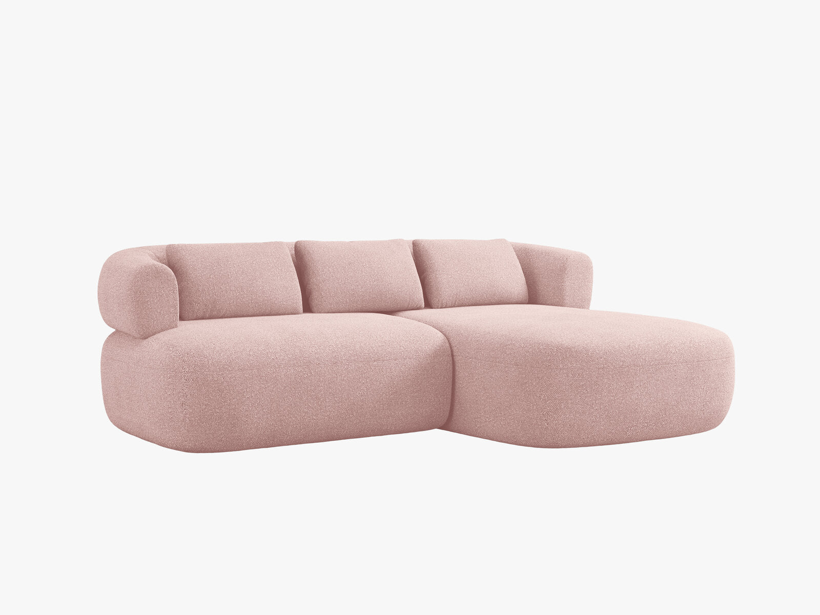 Micadoni 5-Sitzer Ecksofa Jenny Kleine Version Rechts Boucle Now or Never Puderrosa