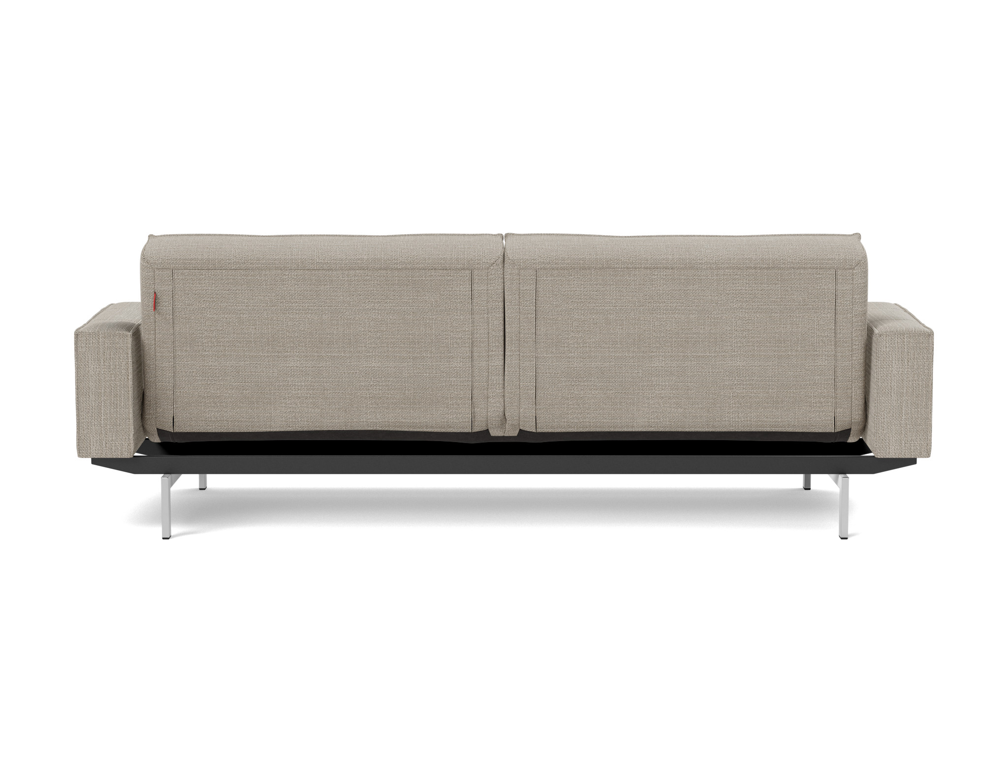 Schlafsofa Splitback mit Armlehnen Strukturierter Stoff Kenya 579-Gravel Beine Chrom