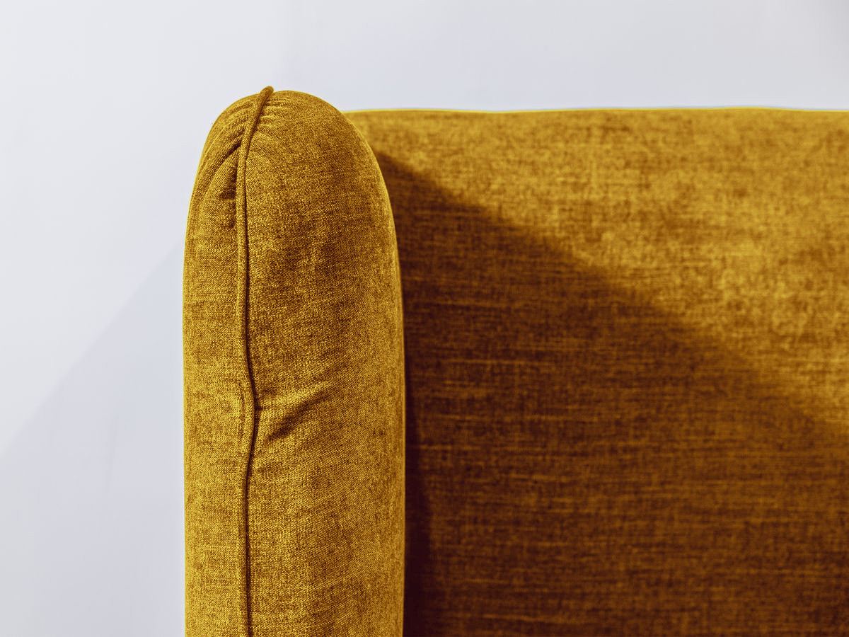 Bobochic Louise Polsterbett mit Bettkasten Stoff Gelb, Liegefläche 160 × 200 cm