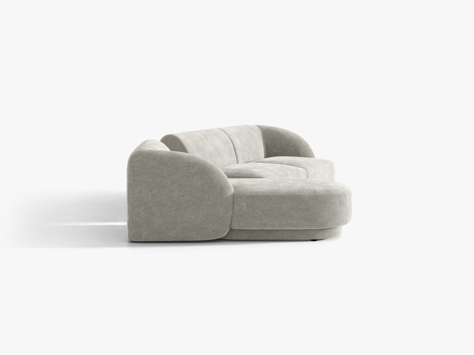 Micadoni Modulares Sofa Miley mit Recamiere 3-Sitzer Links Chenille Haga Hellgrau